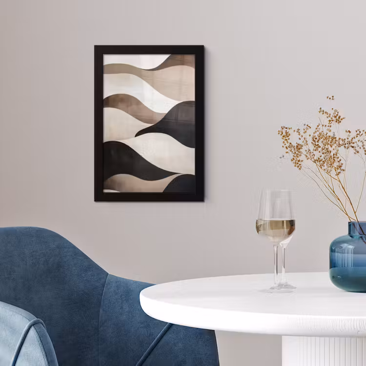 Poster met lijst - Golven - Abstract - Beige — 2