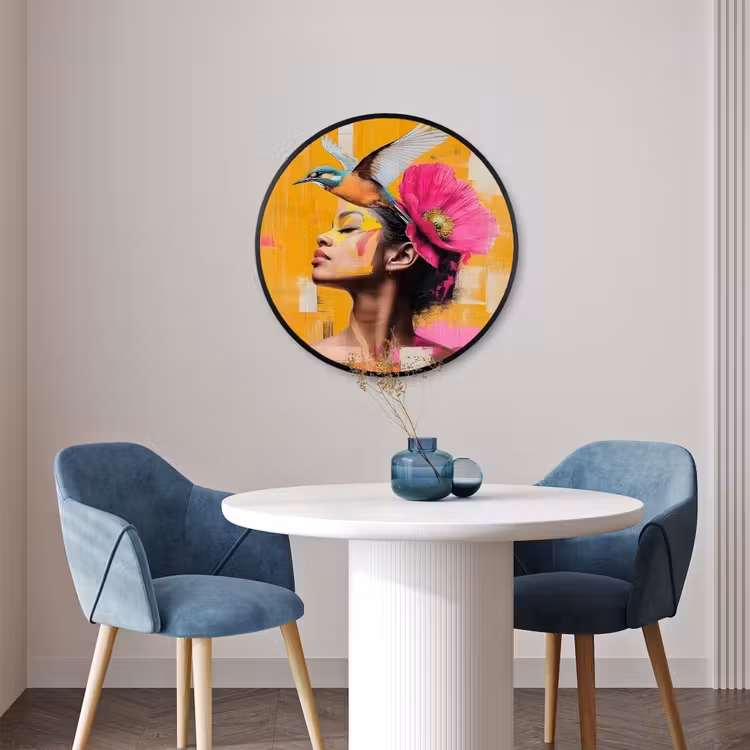 Ronde fotolijst - Vogel - Vrouw - Abstract - Bloem — 3