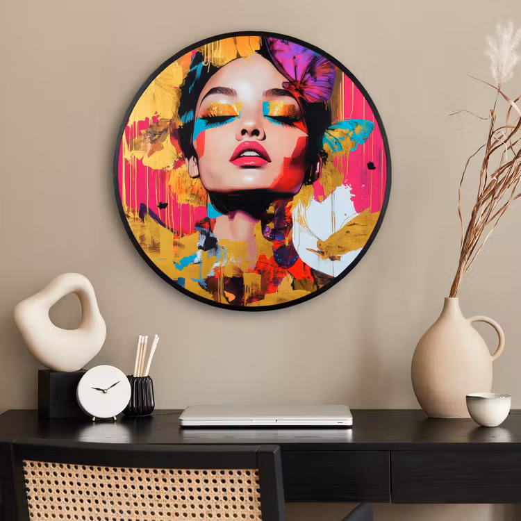 Ronde fotolijst - Vrouw - Abstract - Kleurrijk — 2