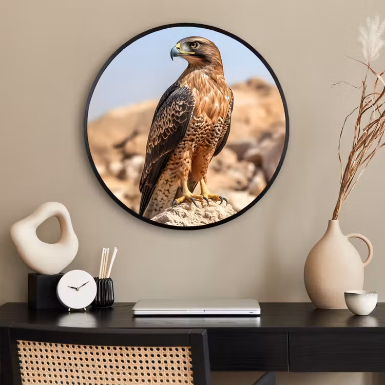 Ronde fotolijst - Valk - Vogel - Rots - Macht — 2