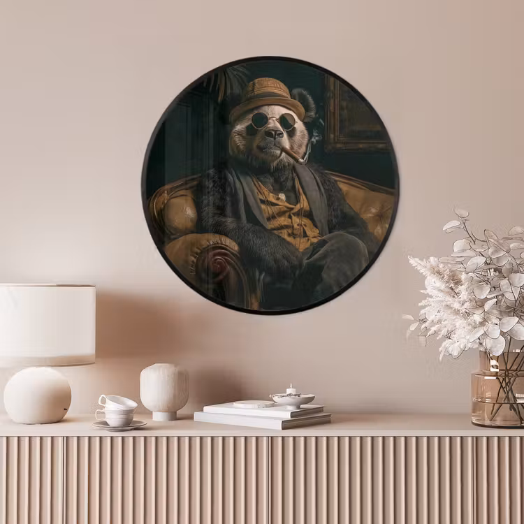 Ronde fotolijst - Panda - Hoed - Bril - Pak — 4