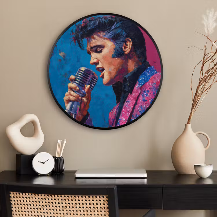 Ronde fotolijst - Zingende man - Glitterjas - Microfoon — 2