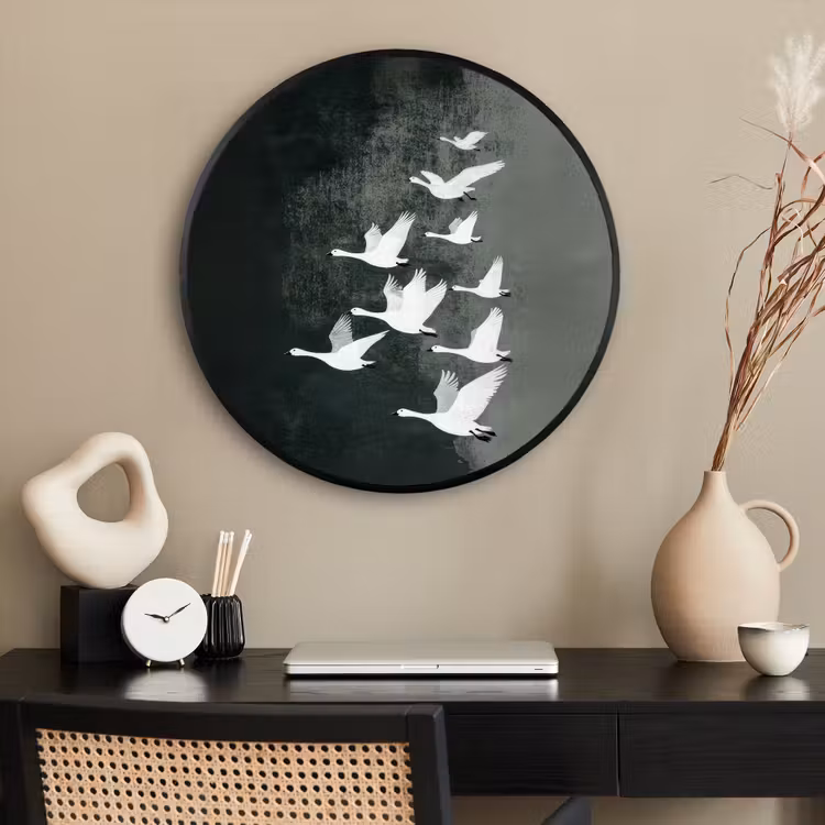 Ronde fotolijst - Vogel - Japandi - Groen — 2