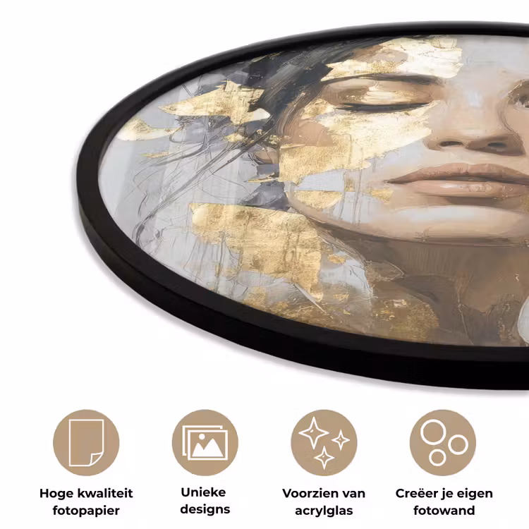 Ronde fotolijst - Sierlijk - Vrouw - Goud - Ogen — 5