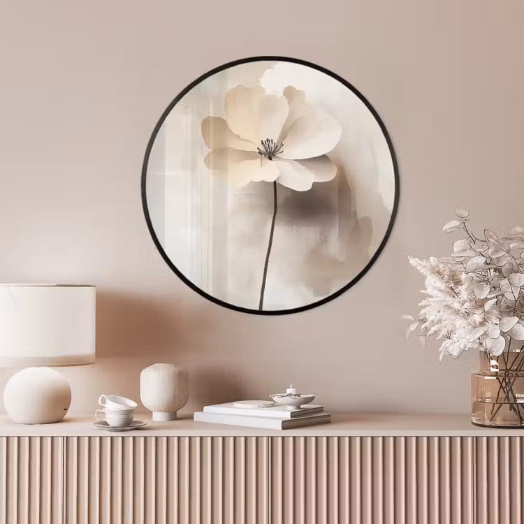 Ronde fotolijst - Bloem - Beige - Verf - Schaduw — 4