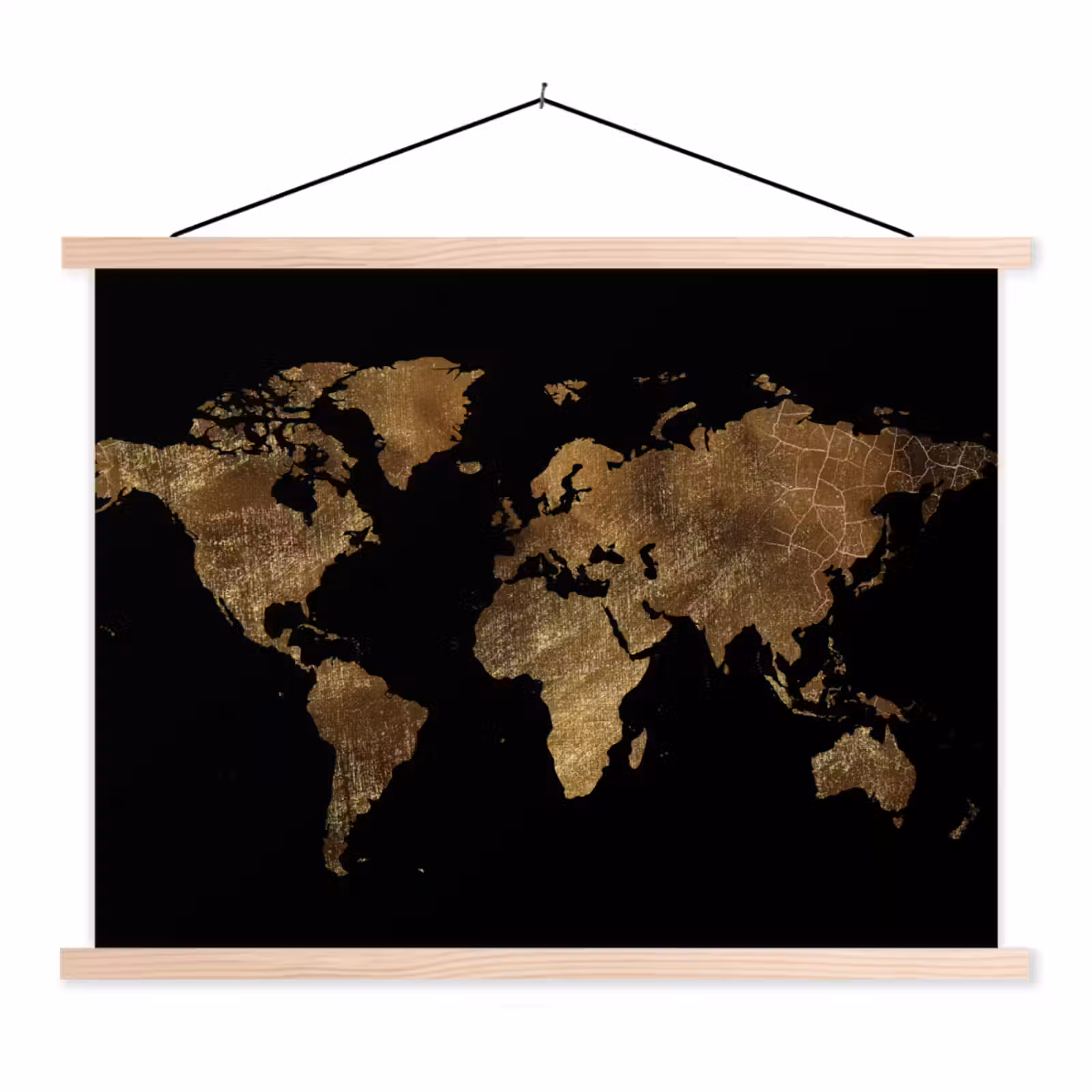 Schoolplaat - Wereldkaart - Goud - Luxe - Aarde - Zwart — 1