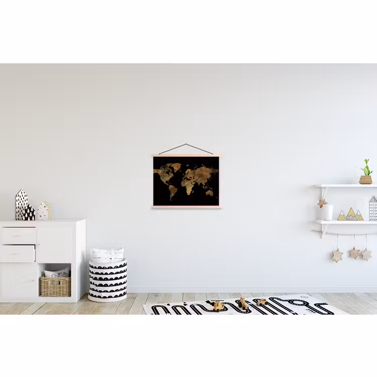 Schoolplaat - Wereldkaart - Goud - Luxe - Aarde - Zwart — 3
