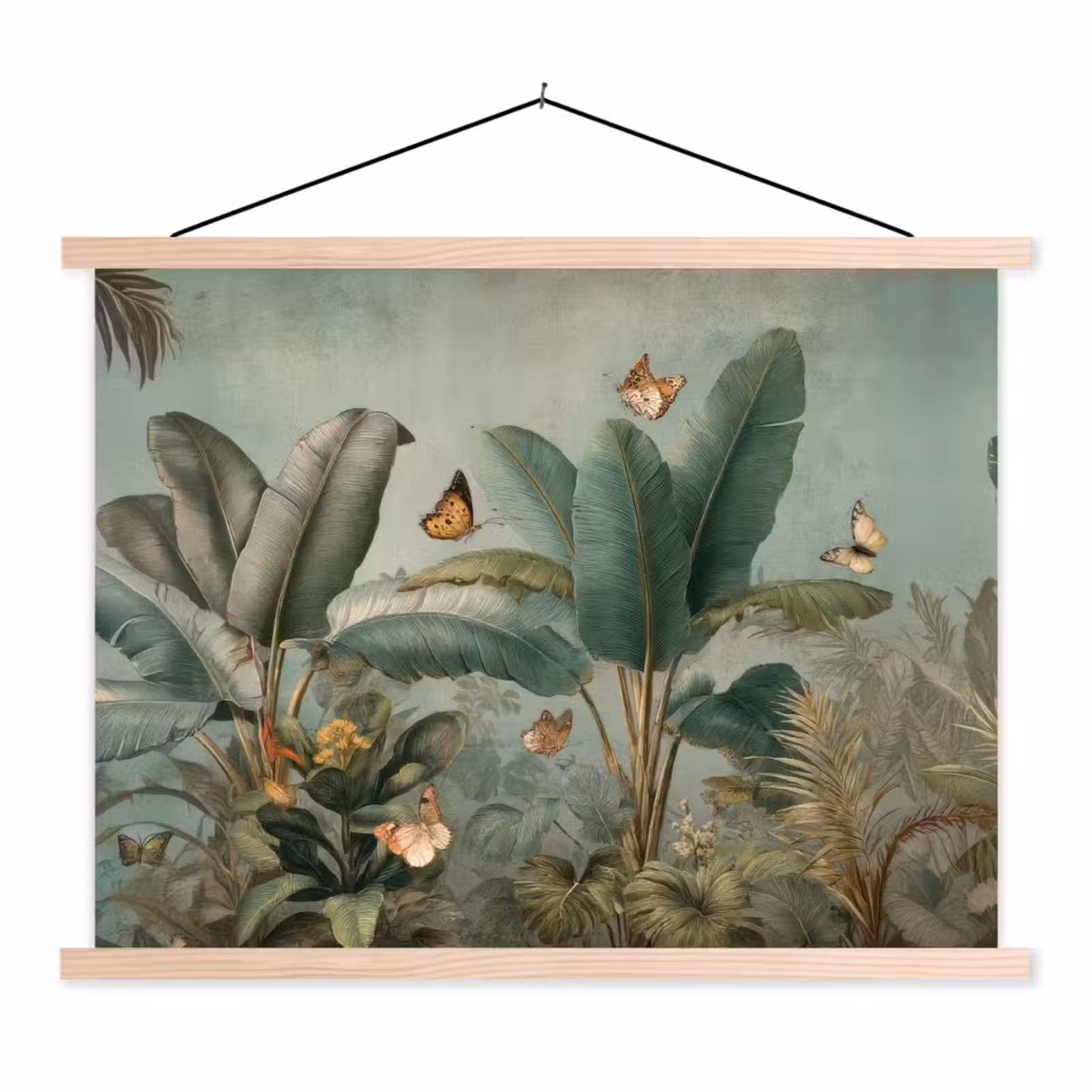 Schoolplaat - Tropisch bladerdek - Vlinders - groen - Bruin — 1