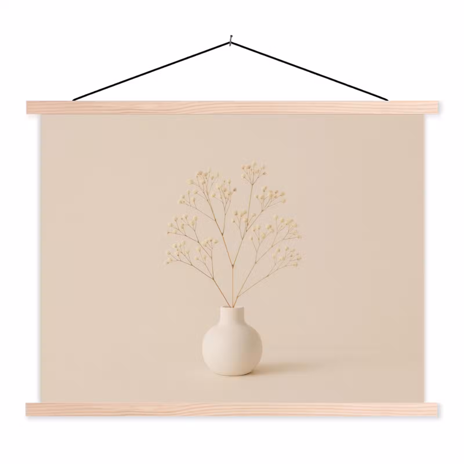 Schoolplaat - Vaas - Takken - Bloemetjes - Wit — 1