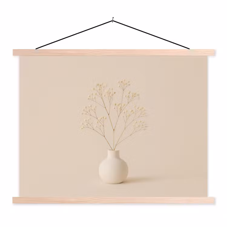 Schoolplaat - Vaas - Takken - Bloemetjes - Wit — 1