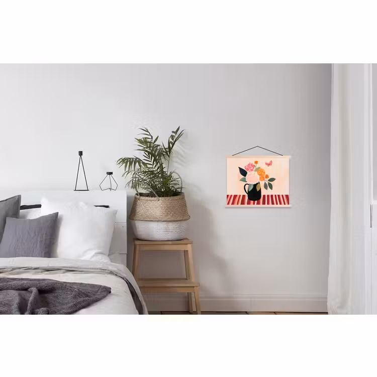 Schoolplaat - Vaas - Bloemen - Vlinder - Rood — 2