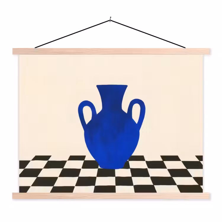 Schoolplaat - Vaas - Blauw - Geblokt - Modern — 1
