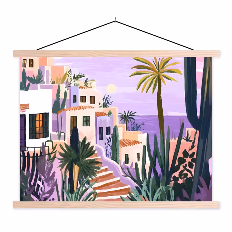 Schoolplaat - Huizen - Minimalistisch - Palmbomen - Kust — 1