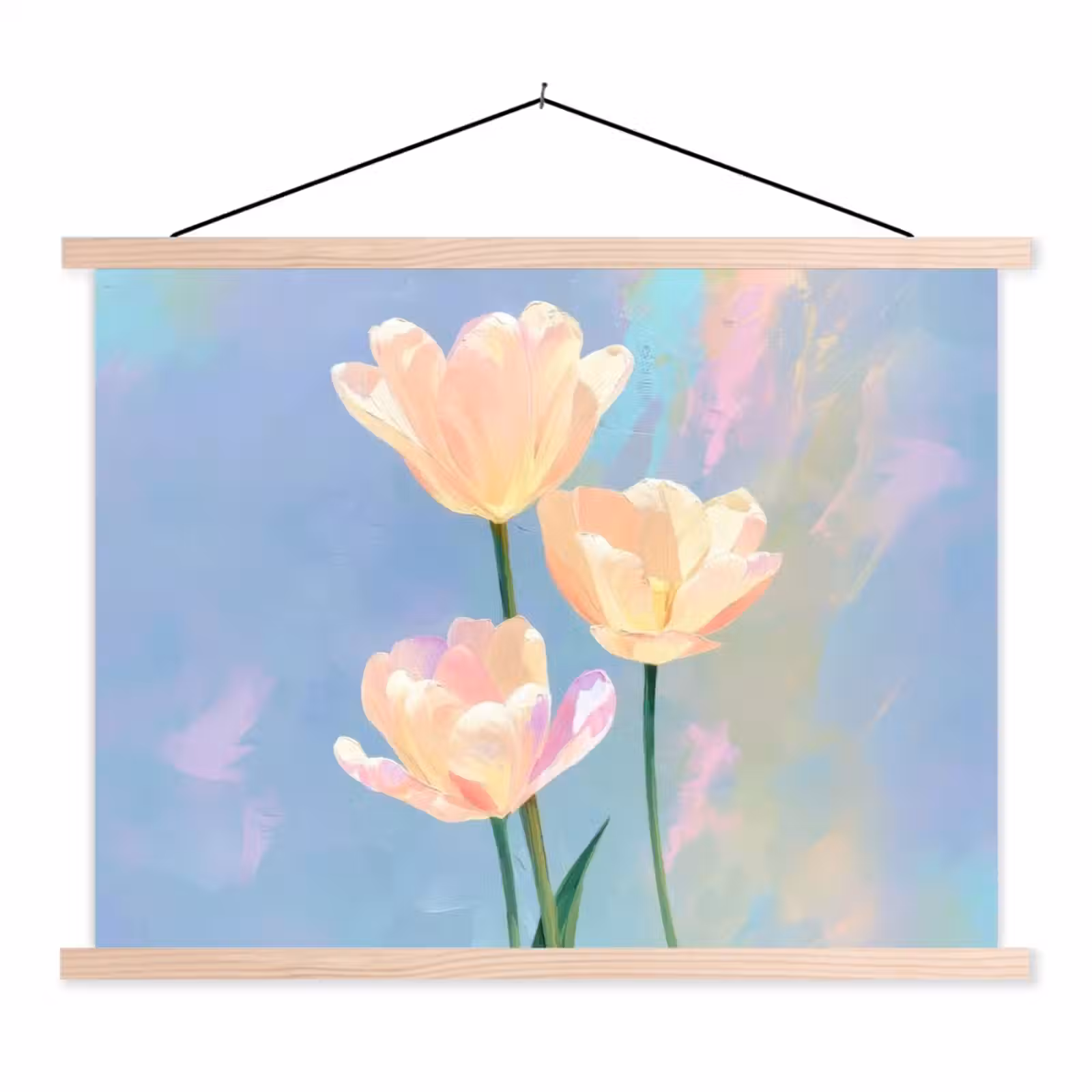 Schoolplaat - Tulpen - Roze accenten - Blauw — 1