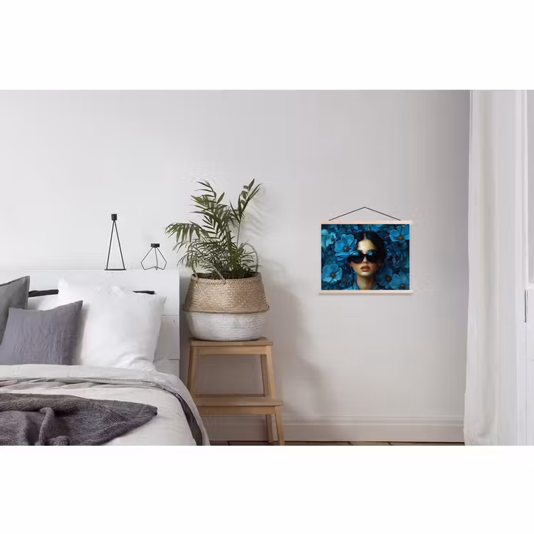 Schoolplaat - Vrouw - Bloemen - Blauw - Aesthetic - Luxe — 2
