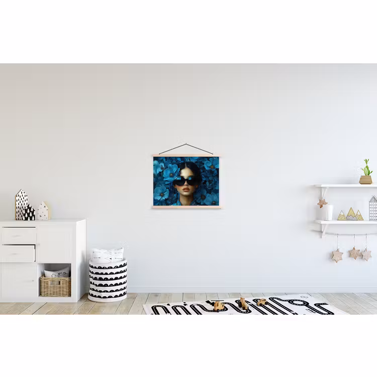 Schoolplaat - Vrouw - Bloemen - Blauw - Aesthetic - Luxe — 3