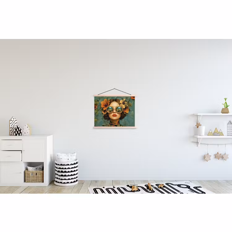 Schoolplaat - Vrouw - Bloemen - Vlinders - Natuur - Vintage — 3