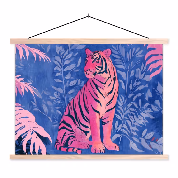 Schoolplaat - Tijger - Roze - Bladeren - Jungle — 1