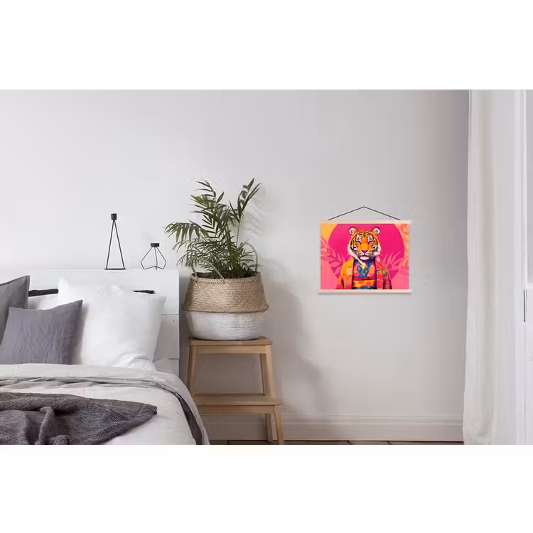 Schoolplaat - Tijger - Kimono - Planten - Roze — 2