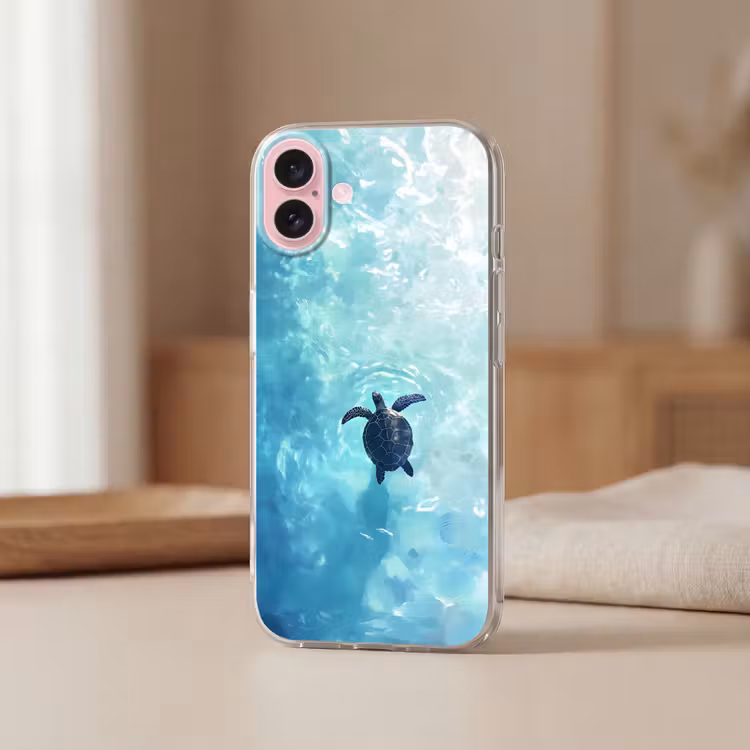 Telefoonhoesje - Schildpad - Zee - Blauw - Schittering — 3