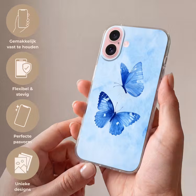 Telefoonhoesje - Vlinders - Sierlijk - Blauw — 4