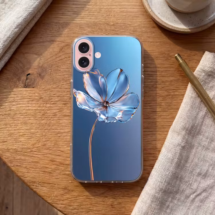 Telefoonhoesje - Blauw - Bloem - Glazen - Sierlijk — 2