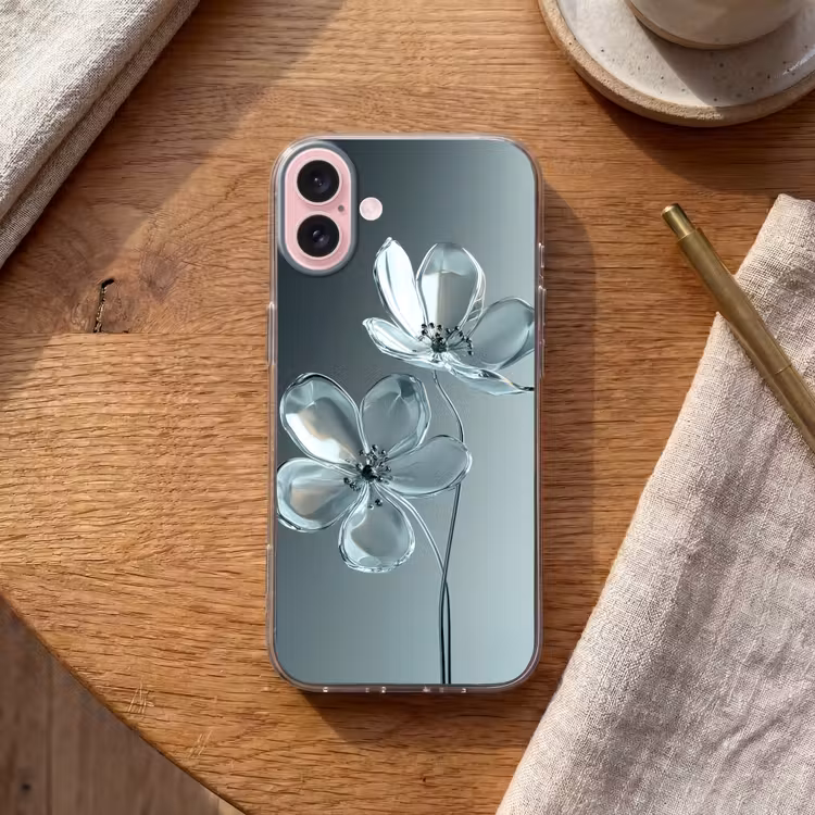 Telefoonhoesje - Kristal - Bloemen - Grijs — 2