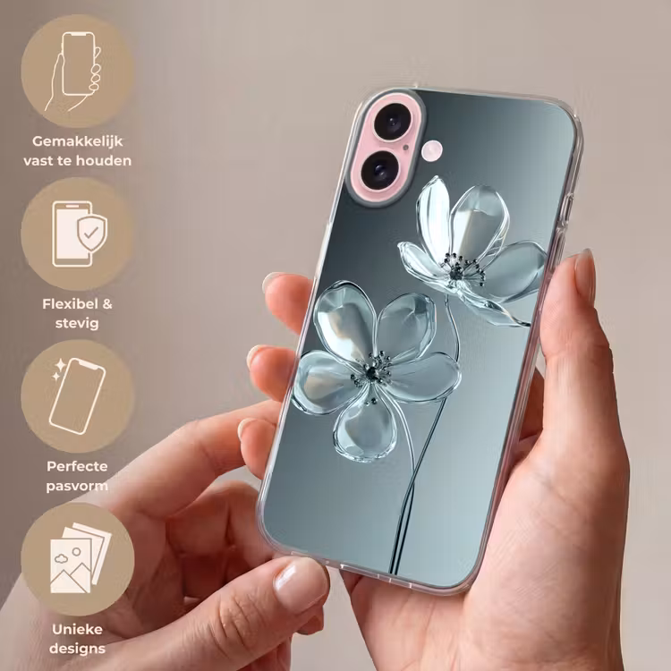 Telefoonhoesje - Kristal - Bloemen - Grijs — 4