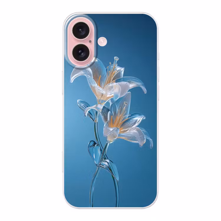 Telefoonhoesje - Lelies - Blauw - Glazen — 1