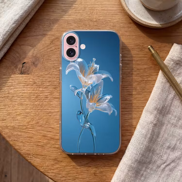Telefoonhoesje - Lelies - Blauw - Glazen — 2