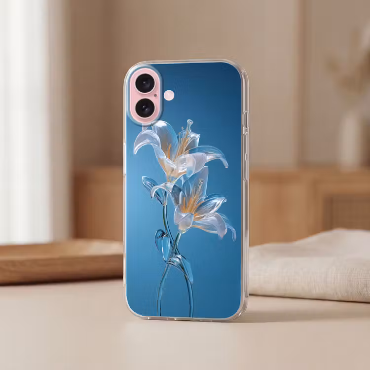 Telefoonhoesje - Lelies - Blauw - Glazen — 3