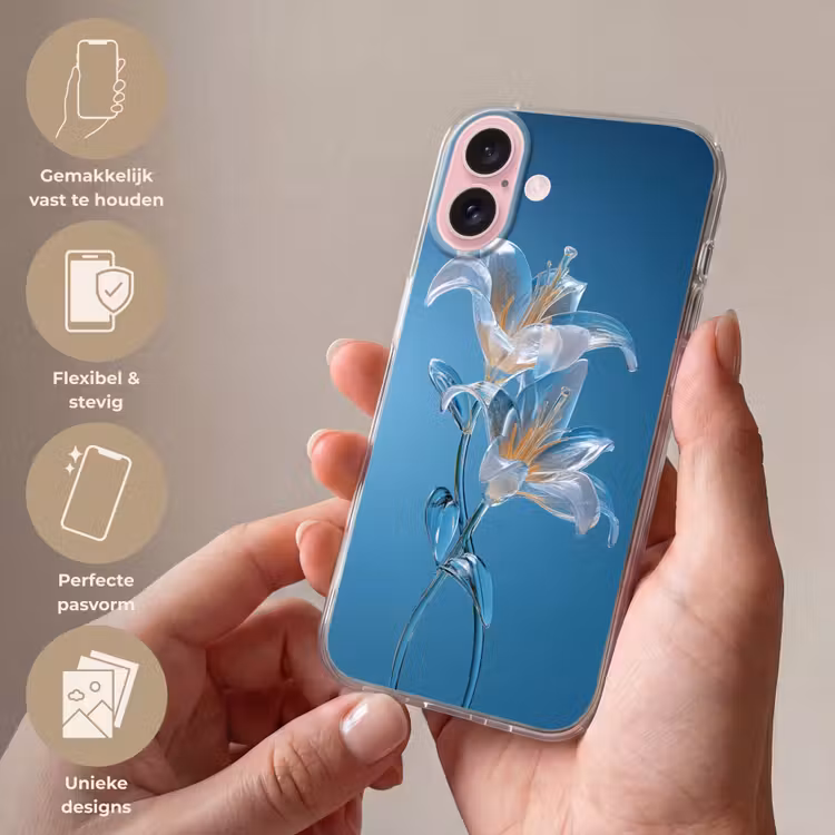Telefoonhoesje - Lelies - Blauw - Glazen — 4