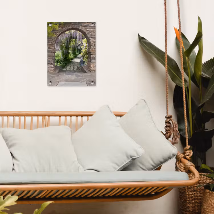 Tuinposter - Oude deuren naar een tuinpad — 5