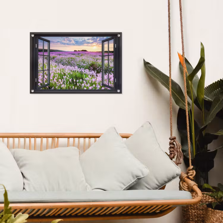 Tuinposter - Uitzicht op Lavendelveld bij Zonsondergang — 5