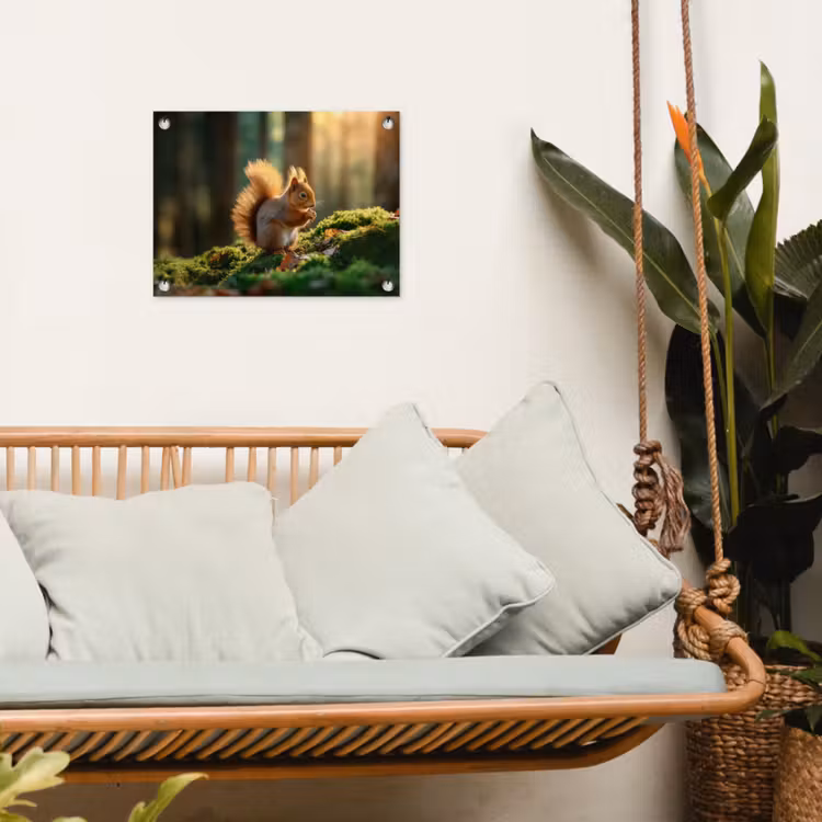 Tuinposter - Eekhoorn - Nootje - Gras — 5