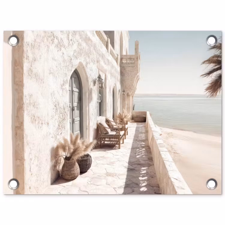 Tuinposter - Terras - Stoelen - Strand - Beige — 1