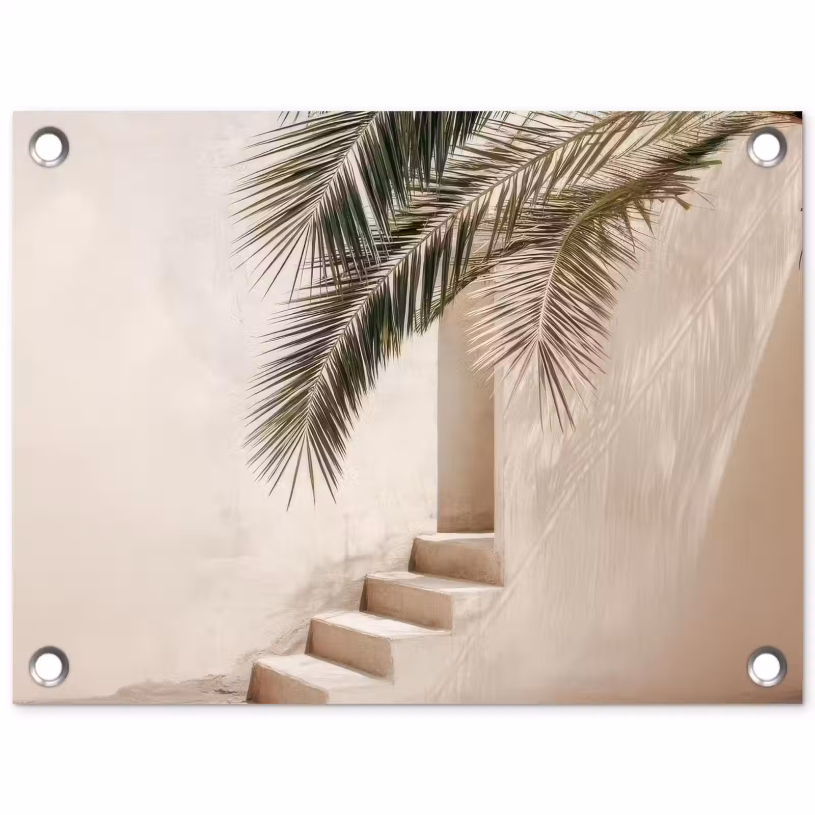 Tuinposter - Palmboom - Schaduw - Trap - Beige — 1