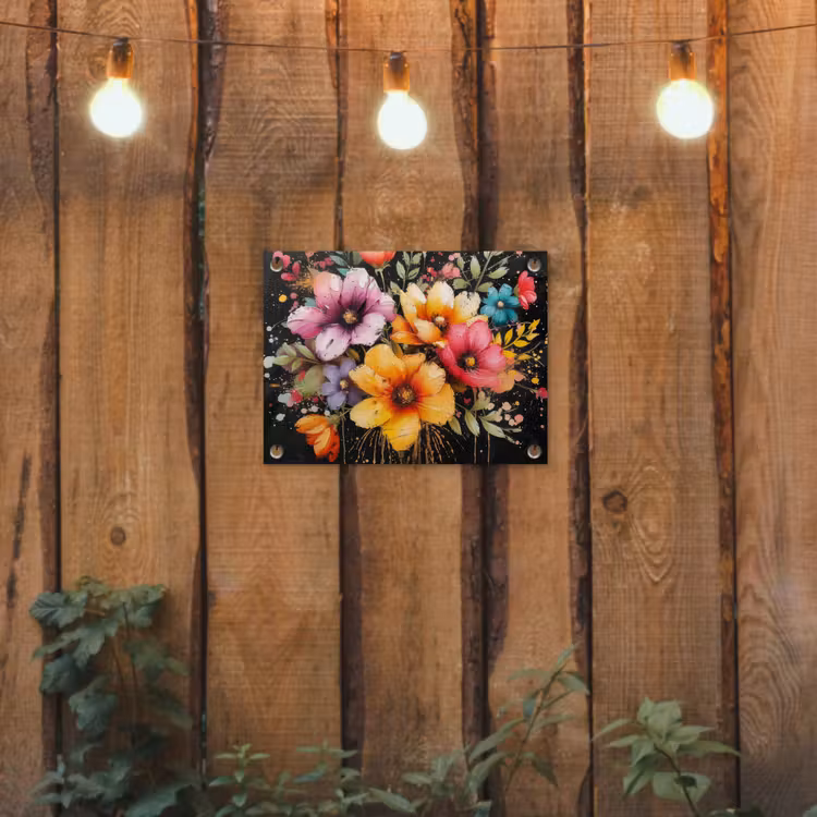 Tuinposter - Bloemenpracht op Zwarte Achtergrond — 2