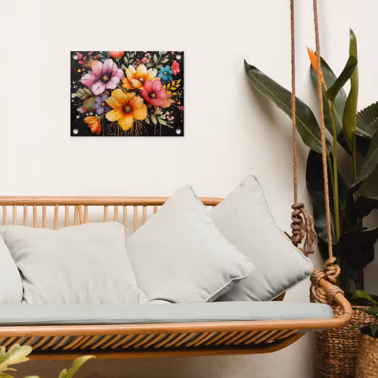 Tuinposter - Bloemenpracht op Zwarte Achtergrond — 5