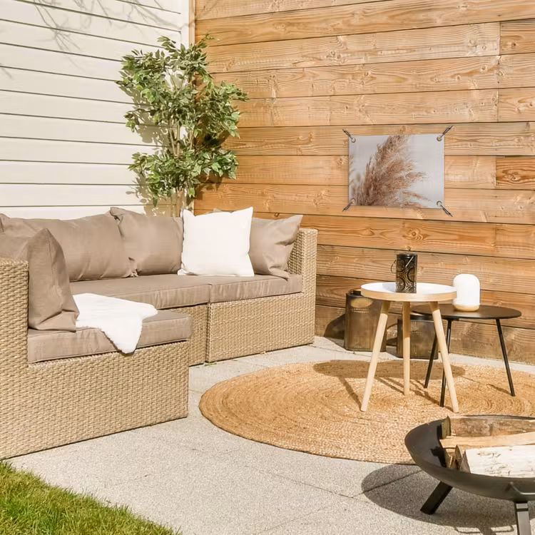 Tuinposter - Gedroogd pampasgras tegen een neutrale achtergrond — 4