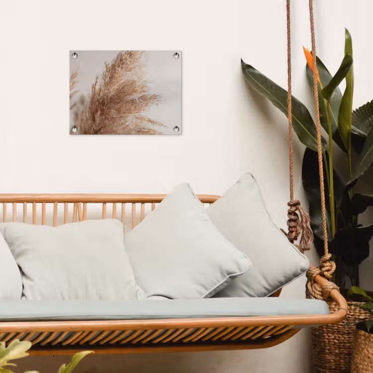 Tuinposter - Gedroogd pampasgras tegen een neutrale achtergrond — 5