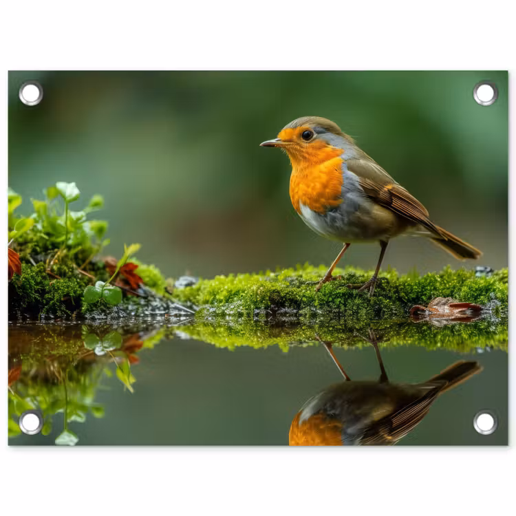 Tuinposter - Roodborstje bij het Water — 1