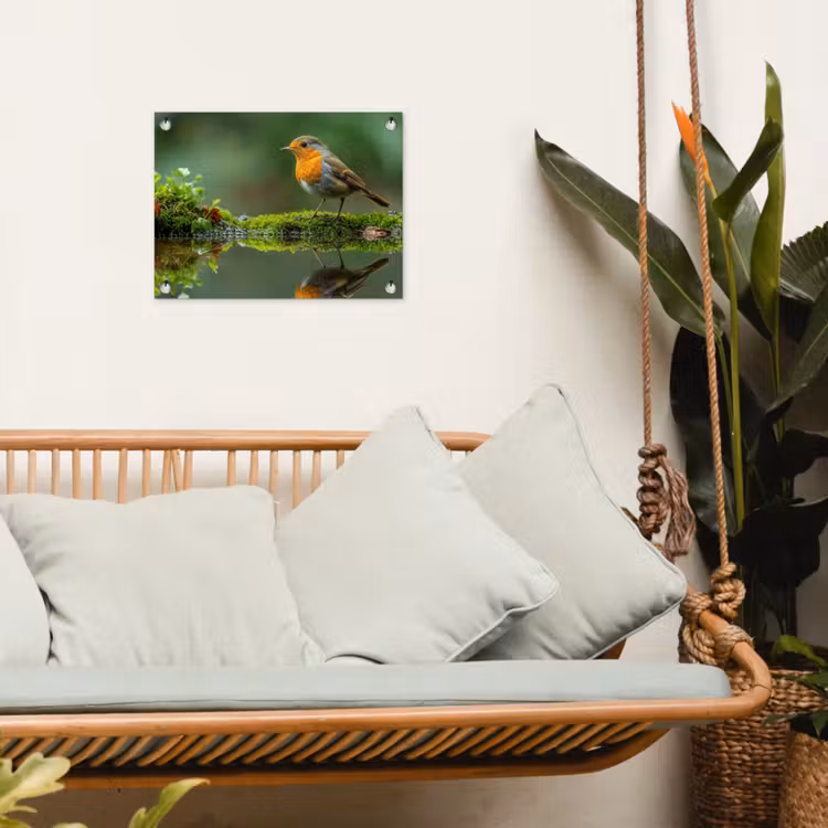 Tuinposter - Roodborstje bij het Water — 5