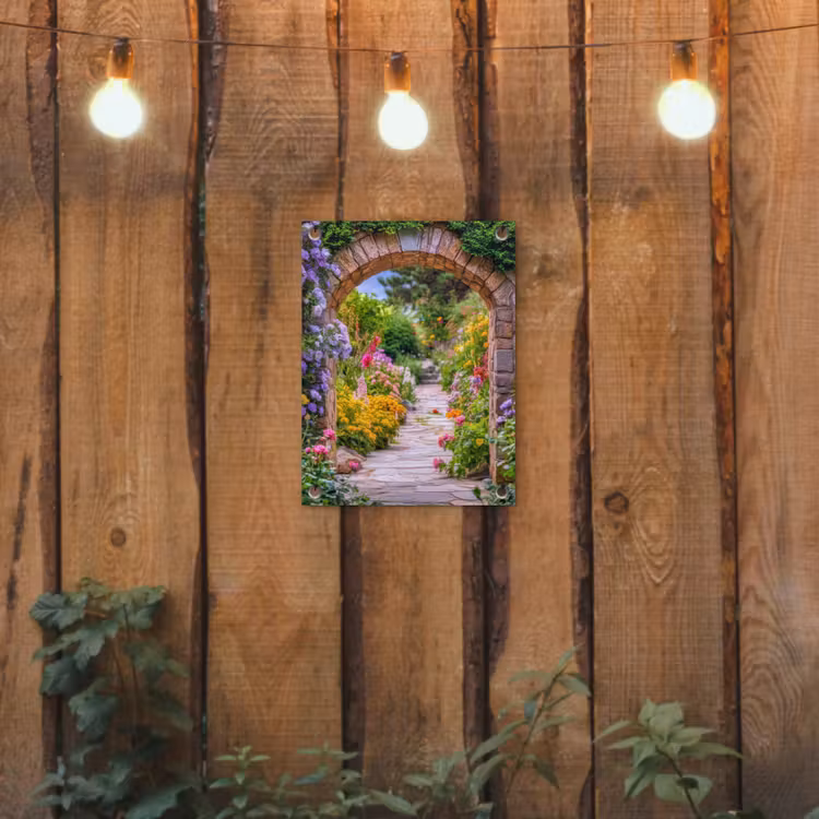 Tuinposter - Doorkijk - Bloemen - Pad - Natuur — 2