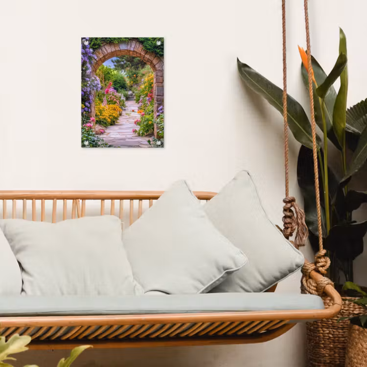 Tuinposter - Doorkijk - Bloemen - Pad - Natuur — 5
