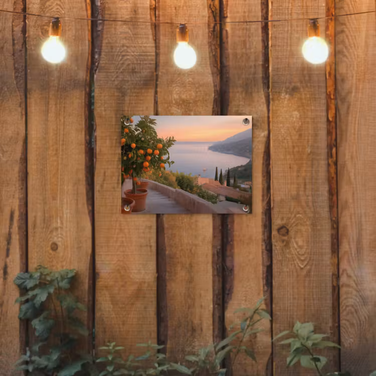 Tuinposter - Middelandse zee - Sinaasappel - Heuvels - Zee — 2