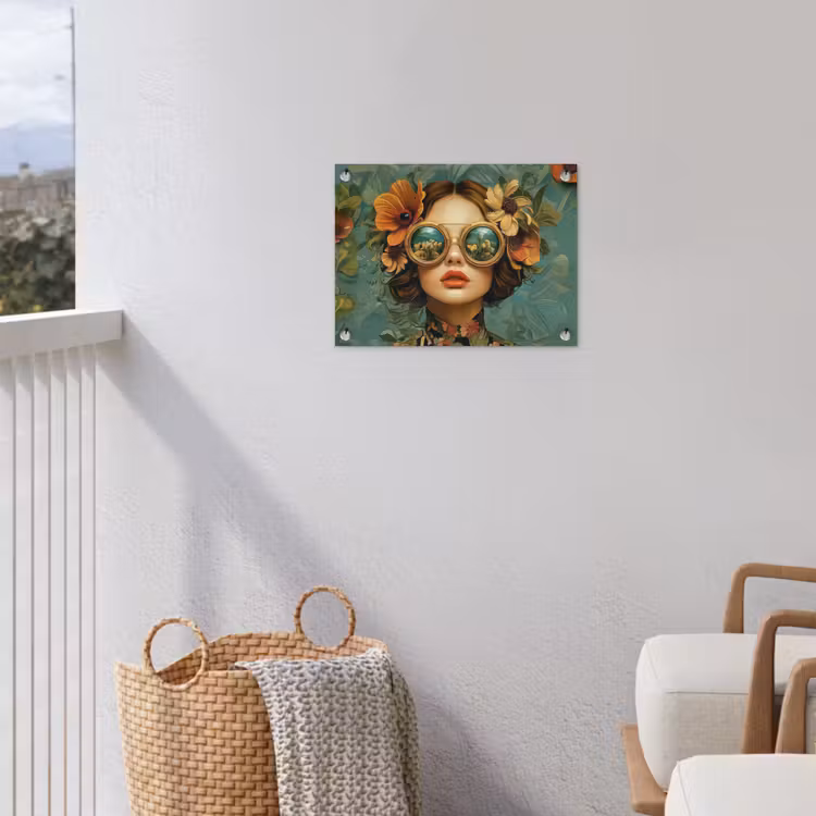 Tuinposter - Vrouw - Bloemen - Vlinders - Natuur - Vintage — 3