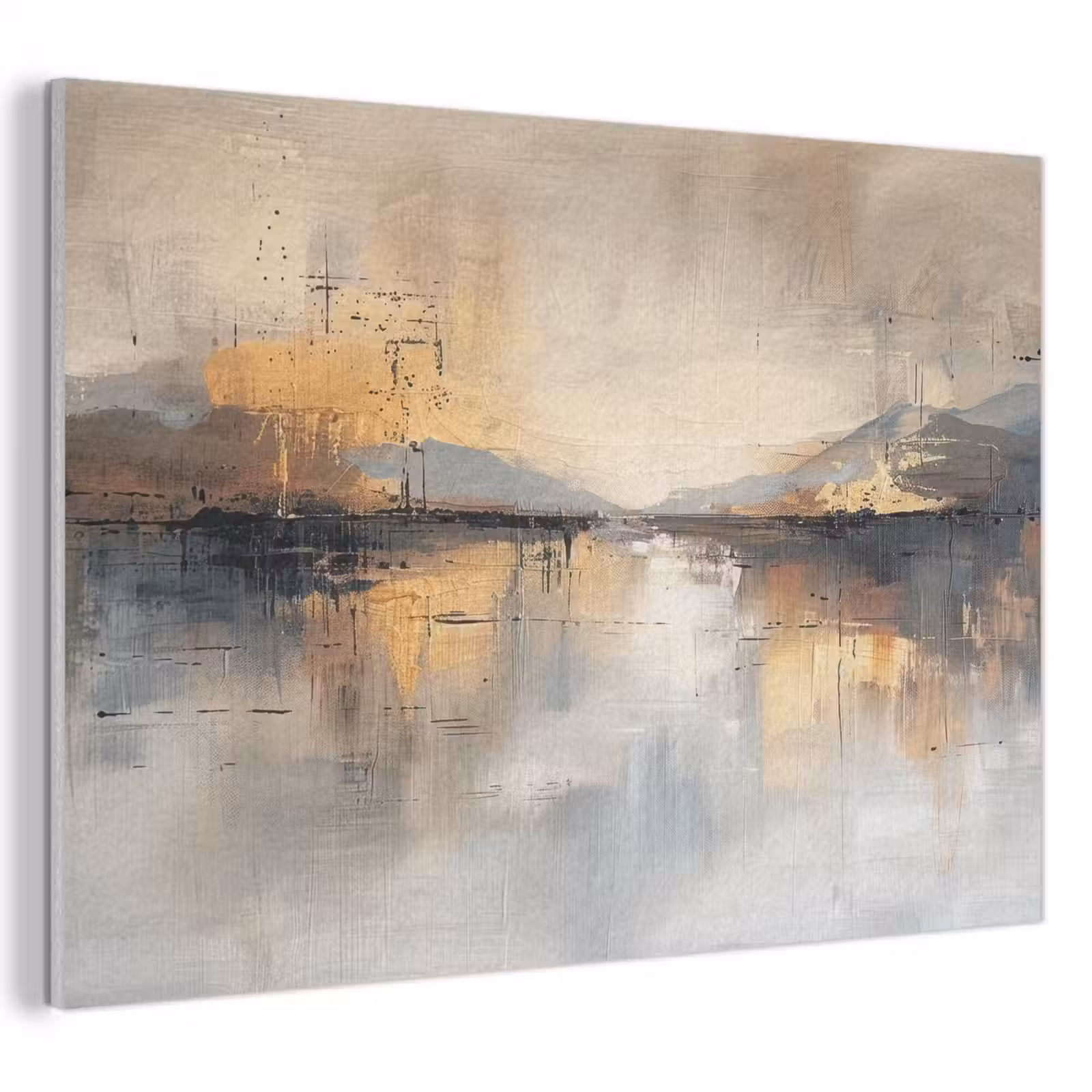 Akoestisch schilderij - Abstract - Modern - Beige - Aesthetic - Goud — 1