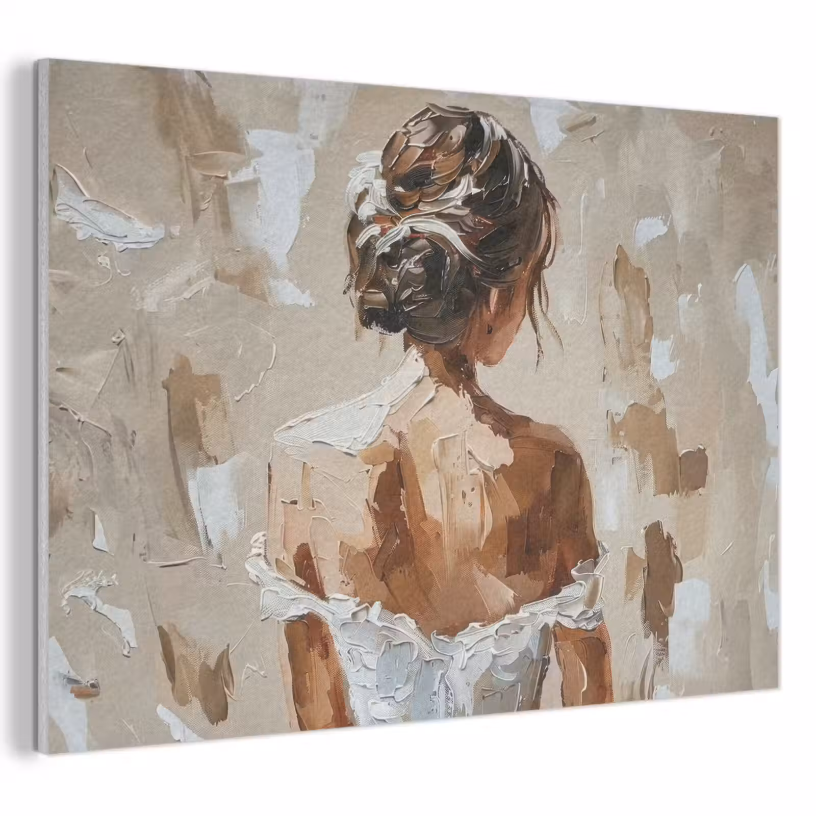Akoestisch schilderij - Vrouw - Verf - Abstract - Beige - Modern — 1