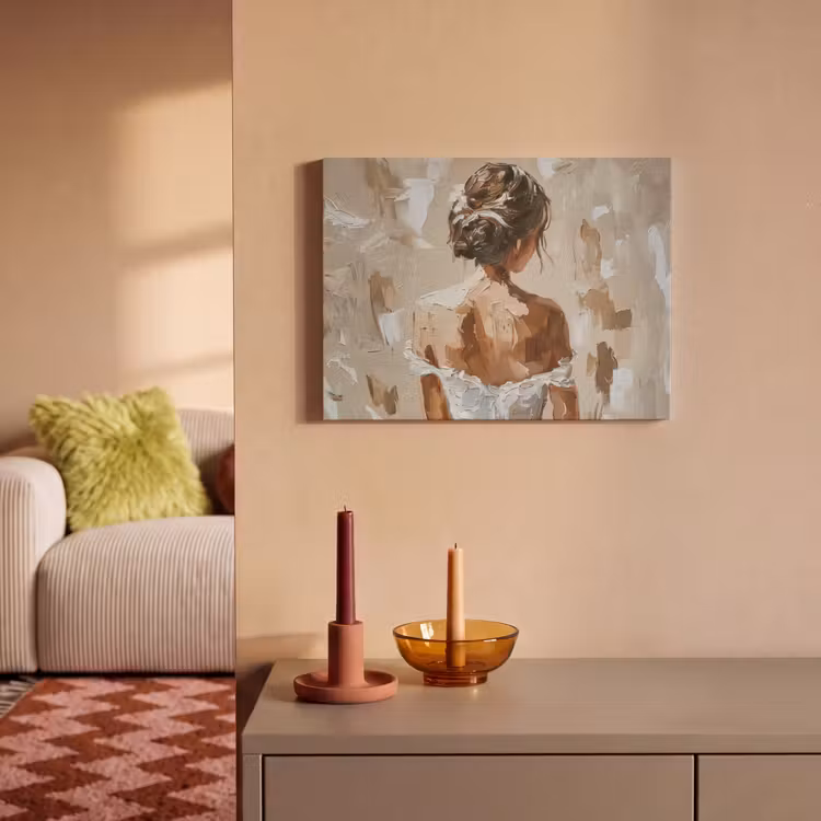 Akoestisch schilderij - Vrouw - Verf - Abstract - Beige - Modern — 2